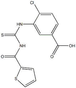 4-chloro-3-({[(thien-2-ylcarbonyl)amino]carbothioyl}amino)benzoic acid Struktur