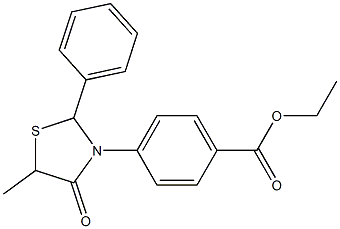 ethyl 4-(5-methyl-4-oxo-2-phenyl-1,3-thiazolidin-3-yl)benzoate Struktur