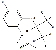 N-[1-(5-chloro-2-methoxyanilino)-2,2,2-trifluoro-1-(trifluoromethyl)ethyl]acetamide Struktur