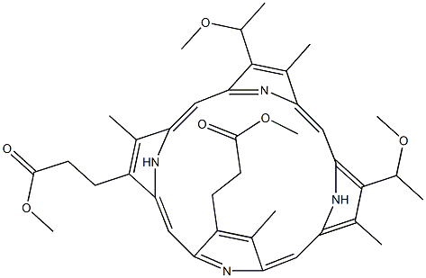 methyl 3-[5,10,15,19-tetramethyl-9,14-bis[1-(methyloxy)ethyl]-20-[3-(methyloxy)-3-oxopropyl]-21,22,23,24-tetraazapentacyclo[16.2.1.1~3,6~.1~8,11~.1~13,16~]tetracosa-1(21),2,4,6,8(23),9,11,13,15,17,19-
undecaen-4-yl]propanoate Struktur