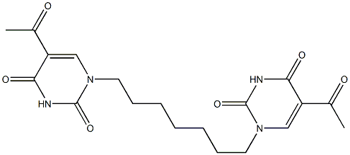 5-acetyl-1-[7-(5-acetyl-2,4-dioxo-3,4-dihydropyrimidin-1(2H)-yl)heptyl]pyrimidine-2,4(1H,3H)-dione Struktur