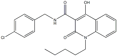 N-[(4-chlorophenyl)methyl]-4-hydroxy-2-oxo-1-pentyl-1,2-dihydroquinoline-3-carboxamide Struktur