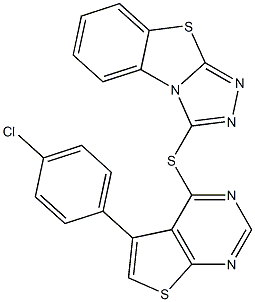 3-{[5-(4-chlorophenyl)thieno[2,3-d]pyrimidin-4-yl]sulfanyl}[1,2,4]triazolo[3,4-b][1,3]benzothiazole Struktur