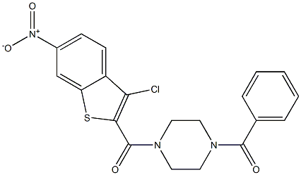 1-benzoyl-4-({3-chloro-6-nitro-1-benzothien-2-yl}carbonyl)piperazine Struktur