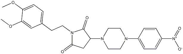 1-[2-(3,4-dimethoxyphenyl)ethyl]-3-(4-{4-nitrophenyl}-1-piperazinyl)-2,5-pyrrolidinedione Struktur