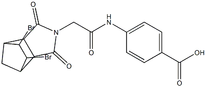 4-{[(8,9-dibromo-3,5-dioxo-4-azatricyclo[5.2.1.0~2,6~]dec-4-yl)acetyl]amino}benzoic acid Struktur