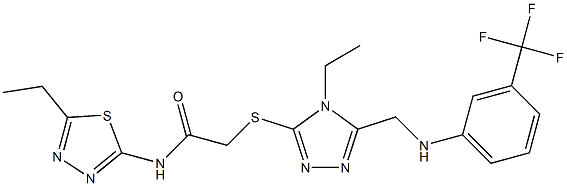 N-(5-ethyl-1,3,4-thiadiazol-2-yl)-2-[(4-ethyl-5-{[3-(trifluoromethyl)anilino]methyl}-4H-1,2,4-triazol-3-yl)sulfanyl]acetamide Struktur