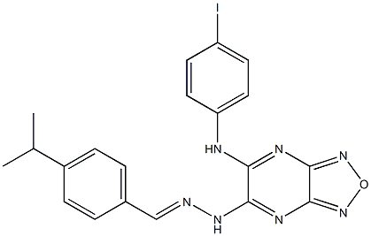 4-isopropylbenzaldehyde [6-(4-iodoanilino)[1,2,5]oxadiazolo[3,4-b]pyrazin-5-yl]hydrazone Struktur