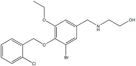 2-({3-bromo-4-[(2-chlorobenzyl)oxy]-5-ethoxybenzyl}amino)ethanol Struktur