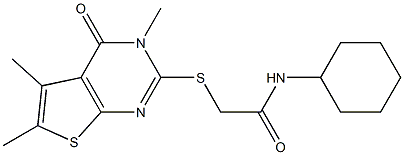 N-cyclohexyl-2-[(3,5,6-trimethyl-4-oxo-3,4-dihydrothieno[2,3-d]pyrimidin-2-yl)sulfanyl]acetamide Struktur