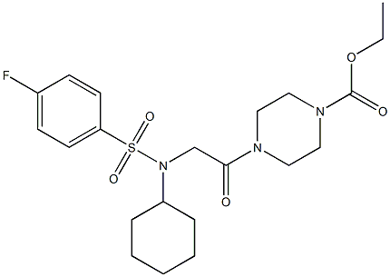 ethyl 4-({cyclohexyl[(4-fluorophenyl)sulfonyl]amino}acetyl)piperazine-1-carboxylate Struktur