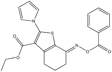 ethyl 7-[(benzoyloxy)imino]-2-(1H-pyrrol-1-yl)-4,5,6,7-tetrahydro-1-benzothiophene-3-carboxylate Struktur