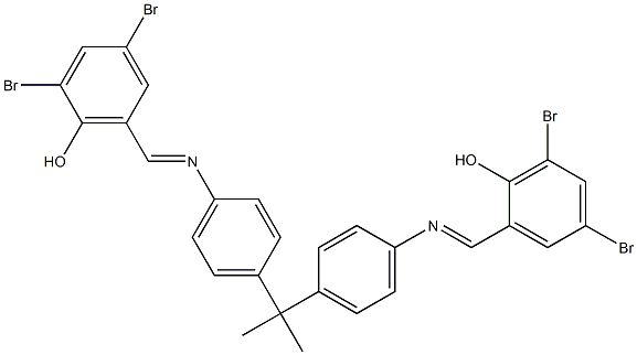 2,4-dibromo-6-({[4-(1-{4-[(3,5-dibromo-2-hydroxybenzylidene)amino]phenyl}-1-methylethyl)phenyl]imino}methyl)phenol Struktur