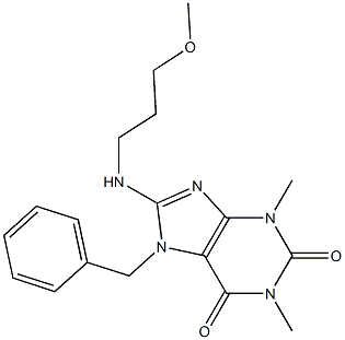 7-benzyl-8-[(3-methoxypropyl)amino]-1,3-dimethyl-3,7-dihydro-1H-purine-2,6-dione Struktur