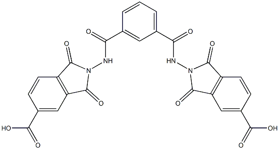 2-[(3-{[(5-carboxy-1,3-dioxo-1,3-dihydro-2H-isoindol-2-yl)amino]carbonyl}benzoyl)amino]-1,3-dioxo-5-isoindolinecarboxylic acid Struktur