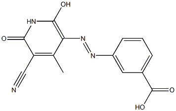 3-[(5-cyano-2-hydroxy-4-methyl-6-oxo-1,6-dihydro-3-pyridinyl)diazenyl]benzoic acid Struktur