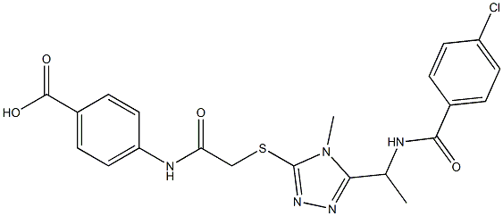 4-({[(5-{1-[(4-chlorobenzoyl)amino]ethyl}-4-methyl-4H-1,2,4-triazol-3-yl)sulfanyl]acetyl}amino)benzoic acid Struktur