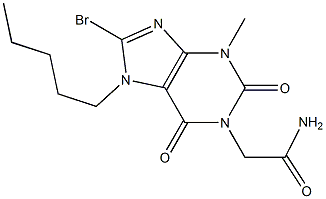 2-(8-bromo-3-methyl-2,6-dioxo-7-pentyl-2,3,6,7-tetrahydro-1H-purin-1-yl)acetamide Struktur