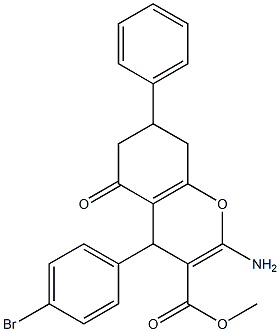 methyl 2-amino-4-(4-bromophenyl)-5-oxo-7-phenyl-5,6,7,8-tetrahydro-4H-chromene-3-carboxylate Struktur