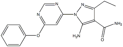 5-amino-3-ethyl-1-(6-phenoxy-4-pyrimidinyl)-1H-pyrazole-4-carboxamide Struktur