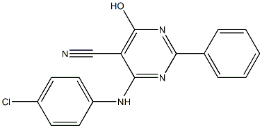 4-(4-chloroanilino)-6-hydroxy-2-phenyl-5-pyrimidinecarbonitrile Struktur