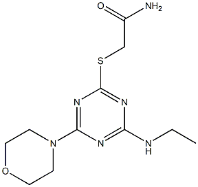 2-{[4-(ethylamino)-6-(4-morpholinyl)-1,3,5-triazin-2-yl]sulfanyl}acetamide Struktur