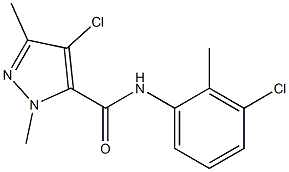 4-chloro-N-(3-chloro-2-methylphenyl)-1,3-dimethyl-1H-pyrazole-5-carboxamide Struktur