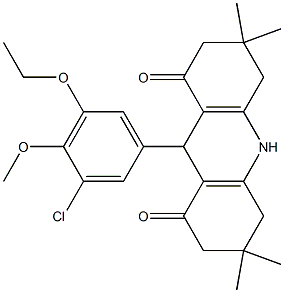 9-(3-chloro-5-ethoxy-4-methoxyphenyl)-3,3,6,6-tetramethyl-3,4,6,7,9,10-hexahydro-1,8(2H,5H)-acridinedione Struktur