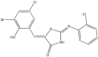 5-(3-bromo-5-chloro-2-hydroxybenzylidene)-2-[(2-chlorophenyl)imino]-1,3-thiazolidin-4-one Struktur