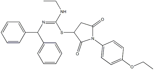 1-(4-ethoxyphenyl)-2,5-dioxo-3-pyrrolidinyl N'-benzhydryl-N-ethylimidothiocarbamate Struktur