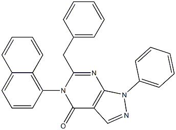 6-benzyl-5-(1-naphthyl)-1-phenyl-1,5-dihydro-4H-pyrazolo[3,4-d]pyrimidin-4-one Struktur