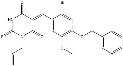 1-allyl-5-[4-(benzyloxy)-2-bromo-5-methoxybenzylidene]-2-thioxodihydropyrimidine-4,6(1H,5H)-dione Struktur