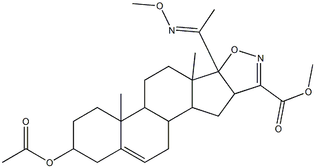 methyl 2-(acetyloxy)-6b-(N-methoxyethanimidoyl)-4a,6a-dimethyl-2,3,4,4a,4b,5,6,6a,6b,9a,10,10a,10b,11-tetradecahydro-1H-naphtho[2',1':4,5]indeno[2,1-d]isoxazole-9-carboxylate Struktur