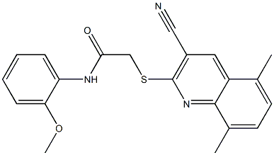 2-[(3-cyano-5,8-dimethylquinolin-2-yl)sulfanyl]-N-[2-(methyloxy)phenyl]acetamide Struktur