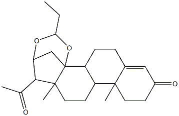 15-acetyl-18-ethyl-10,14-dimethyl-17,19-dioxapentacyclo[14.3.1.0~1,14~.0~2,11~.0~5,10~]icos-5-en-7-one Struktur