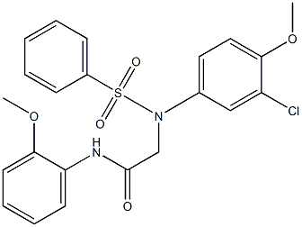 2-[3-chloro-4-methoxy(phenylsulfonyl)anilino]-N-(2-methoxyphenyl)acetamide Struktur