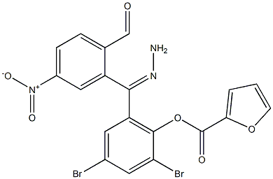 2,4-dibromo-6-(2-{4-nitrobenzoyl}carbohydrazonoyl)phenyl 2-furoate Struktur