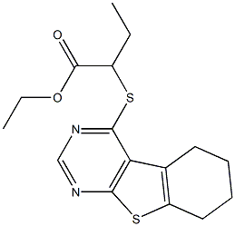 ethyl 2-(5,6,7,8-tetrahydro[1]benzothieno[2,3-d]pyrimidin-4-ylsulfanyl)butanoate Struktur