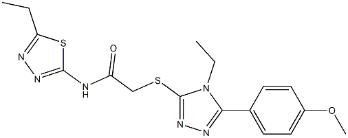 2-({4-ethyl-5-[4-(methyloxy)phenyl]-4H-1,2,4-triazol-3-yl}sulfanyl)-N-(5-ethyl-1,3,4-thiadiazol-2-yl)acetamide Struktur