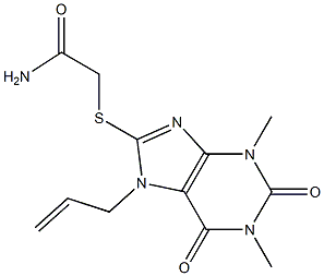 2-[(7-allyl-1,3-dimethyl-2,6-dioxo-2,3,6,7-tetrahydro-1H-purin-8-yl)thio]acetamide Struktur