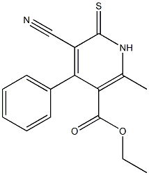 ethyl 5-cyano-2-methyl-4-phenyl-6-thioxo-1,6-dihydro-3-pyridinecarboxylate Struktur