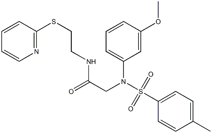 2-{3-methoxy[(4-methylphenyl)sulfonyl]anilino}-N-[2-(2-pyridinylsulfanyl)ethyl]acetamide Struktur