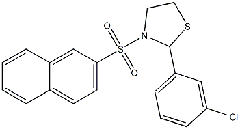 2-(3-chlorophenyl)-3-(2-naphthylsulfonyl)-1,3-thiazolidine Struktur