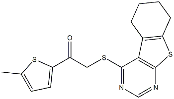 1-(5-methyl-2-thienyl)-2-(5,6,7,8-tetrahydro[1]benzothieno[2,3-d]pyrimidin-4-ylsulfanyl)ethanone Struktur