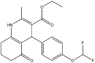 ethyl 4-[4-(difluoromethoxy)phenyl]-2-methyl-5-oxo-1,4,5,6,7,8-hexahydro-3-quinolinecarboxylate Struktur