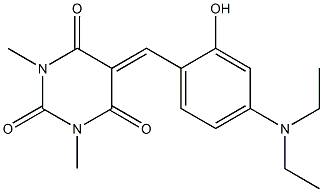 5-[4-(diethylamino)-2-hydroxybenzylidene]-1,3-dimethyl-2,4,6(1H,3H,5H)-pyrimidinetrione Struktur