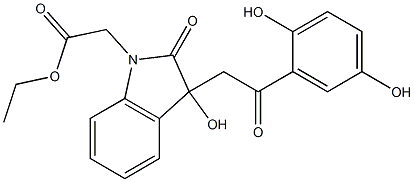 ethyl {3-[2-(2,5-dihydroxyphenyl)-2-oxoethyl]-3-hydroxy-2-oxo-2,3-dihydro-1H-indol-1-yl}acetate Struktur