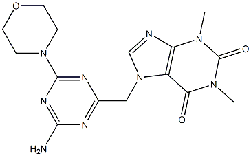 7-{[4-amino-6-(4-morpholinyl)-1,3,5-triazin-2-yl]methyl}-1,3-dimethyl-3,7-dihydro-1H-purine-2,6-dione Struktur