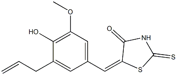 5-(3-allyl-4-hydroxy-5-methoxybenzylidene)-2-thioxo-1,3-thiazolidin-4-one Struktur