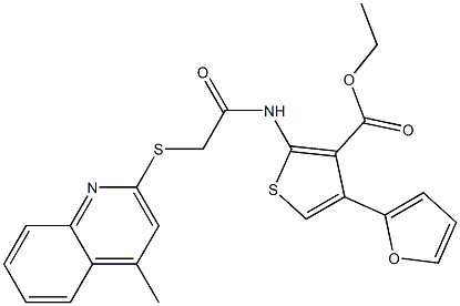 ethyl 4-(2-furyl)-2-({[(4-methyl-2-quinolinyl)sulfanyl]acetyl}amino)-3-thiophenecarboxylate Struktur